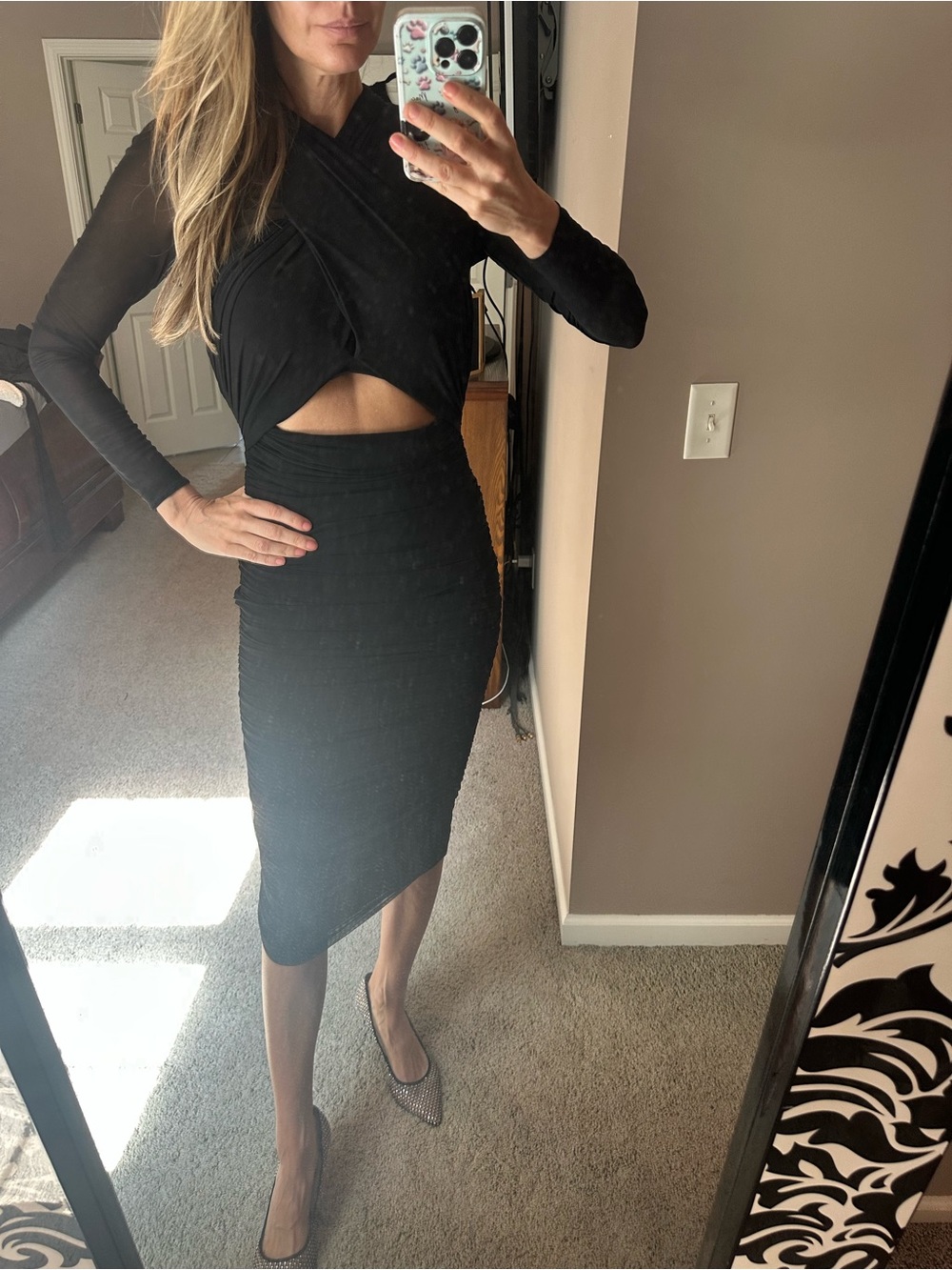 Bardot Black High-Waist Peekaboo dress